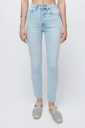Re/Done Comfort Stretch 90s High Rise Ankle Crop Jean In Calm Waters