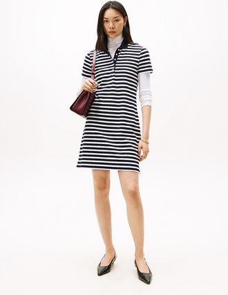 Tommy Hilfiger Womens Slim Fit Stripe Polo Dress - Navy - XXL