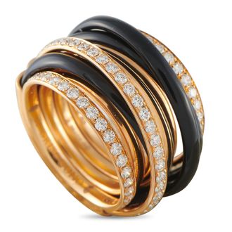 De Grisogono Allegra 18K Rose Gold 1.75ct Diamond and Black Ceramic Ring DG09-060426