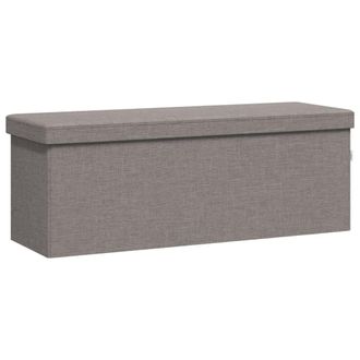 vidaXL Banco De Almacenaje Plegable De Lino Sint&eacute;tico Gris Claro Vidaxl