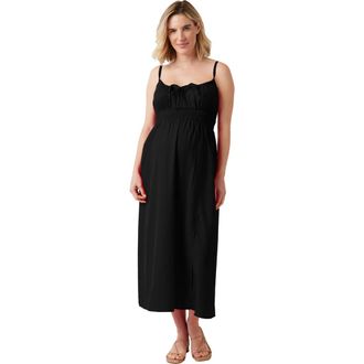 Ingrid & Isabel The Amalfi Maternity Midi Strappy Dress in Black at Nordstrom, Size X-Small