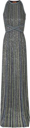 Missoni Lange gestreepte gebreide jurk met pailletten - Dames - Avondkleed - Veelkleurig - XS - Pailletten - Kleedjes
