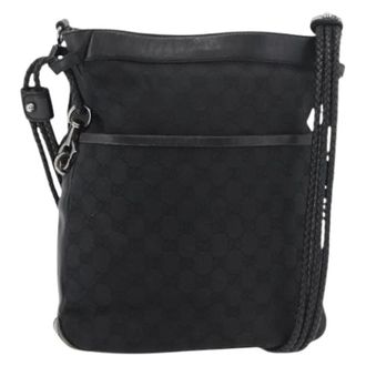 Gucci Pre-owned Cross Body Bags, female, Black, Size: ONE SIZE Pre-owned GG Canvas Shoulder Bag