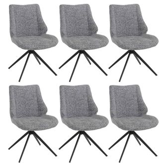 Hhg [nunca Usado] Juego De 6 Sillas De Comedor Hhg-961, Sillas De Cocina, Giratorias Con Funci&oacute;n Auto-return, Tejido De Chenilla (410 G/m&sup2;) Con Certificac