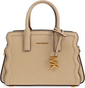 Michael Kors Tassen, Dames, Beige, ONE Size, Leer, Laila Extra-Small Gekreukelde Leren Convertible Crossbody Tas