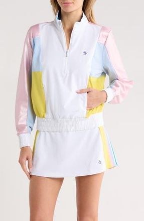 Original Penguin Colorblock Quarter Zip Pullover in Bright White at Nordstrom Rack, Size X-Small