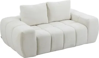 Vente-Unique Divano 2 Posti Compresso In Tessuto Testurizzato Beige Benafo