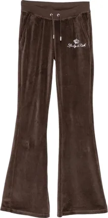 Sporty & Rich Juicy Script Velour Sweatpant - female - Sporty & Rich - Sweatpants - Brown - XS - Trousers