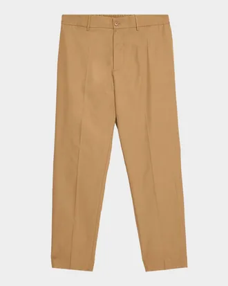 Moncler Men & apos;s Cotton Leather-Trim Straight Leg Trousers