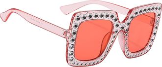 Generic Rhinestone Sunglasses - Sparkly Oversized Square Frame, Fashion Sun Glasses, Bling Accessory | Summer Outdoor Activity, Beach Pool Party, Women Trendy