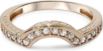 Pompeii3 1/4ct Vintage Diamond Curved Guard Ring 14K Rose Gold Size Selectable