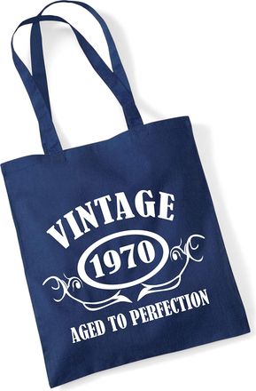 Edward Sinclair | Vintage 1970 | 50TH Birthday | Tote Shopping | Re-usable Bag | Birthday Gift | (Navy)