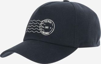 Fendi Mens Navy Cotton Baseball Cap Cotton; Lining: Hat