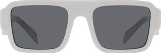 Prada Dark Grey Rectangular Mens Sunglasses PR A05S 17K08Z 53