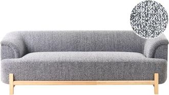 Beliani Sof&aacute; De 3 Plazas Con Tapizado De Poli&eacute;ster Y Patas De Madera Sala De Estar Estilo Moderno Gris Oscuro Alnor