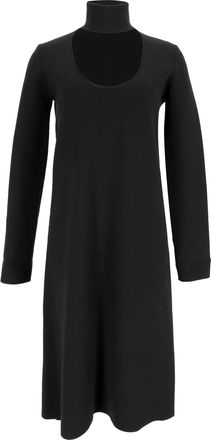Bottega Veneta Bottega Veneta midi-jurk met hoge hals en lange mouwen in zwarte viscose