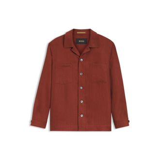 BOSS Regular-fit overshirt in wrinkle-resistant linen