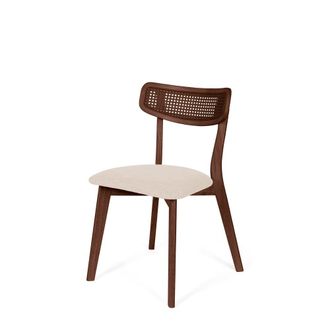 Koketto Home Silla de comedor en nogal y beige con respaldo de rejilla
