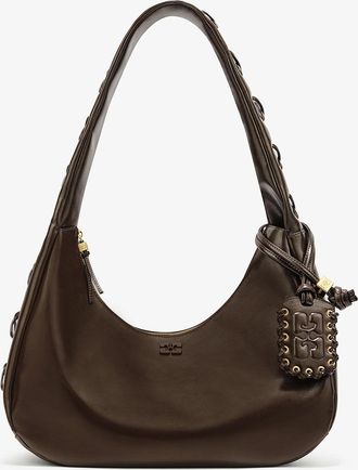 Ganni Green Medium Laces Hobo Bag