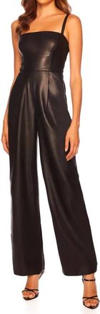 Susana Monaco Faux Leather Square Neck Tank Jumpsuit In Black