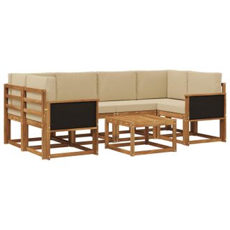 vidaXL Conjunto De Sof&aacute;s De Exterior Con Coj&iacute;n 5 Pcs Natural Vidaxl