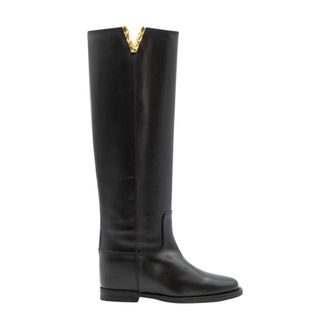 Via Roma 15 High Boots, female, Black, Size: 6 US Stivale V Oro Sfaccettata