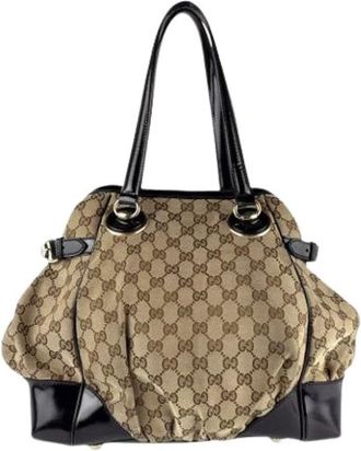 Gucci Pre-owned Handbags, female, Beige, Size: ONE SIZE Pre-owned Canvas Handbag