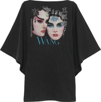 Alexander Wang Graphic-print Cape-sleeve Mini Dress