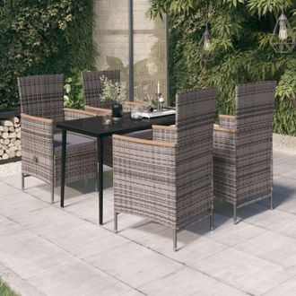 vidaXL Juego De Comedor De Jard&iacute;n 5 Piezas Con Cojines Gris Vidaxl