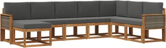 vidaXL Conjunto De Sof&aacute;s De Exterior 8 Uds. Natural Y Antracita Vidaxl