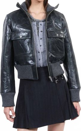 The Kooples Cropped Leather Jacket In Black