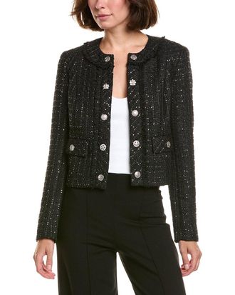 Karl Lagerfeld Karl Lagerfeld Cropped Collarless Tweed Blazer