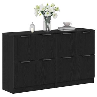 Berkfield Home Sideboards 2 pcs Black Oak 60x30x70 cm Engineered Wood | Size: 60 x 30 x 70 cm