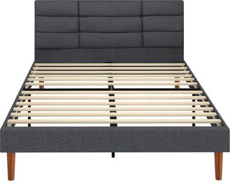 HOMCOM Estructura de cama 141x207x86 cm gris