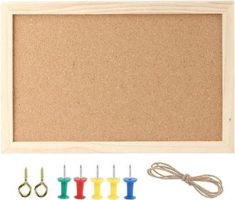 OEM Tablero De Corcho Con Marco De Madera De 30 X 20 Cm - Ideal Para Cocina, Oficina, Escuela Y Dormitorio - Perfecto Para Notas Y Mensajes