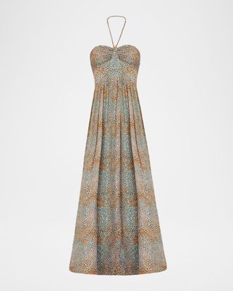 Shoshanna Grace Cip-Dot Halterneck A-line Gown