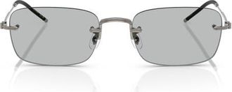 Oliver Peoples 53mm Rectangular Optical Glasses in Pewter/Demo Lens Grey Wash at Nordstrom