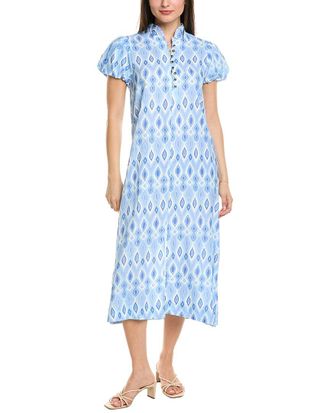 Sail to Sable Sail To Sable Puff Sleeve Linen-Blend Maxi Tunic
