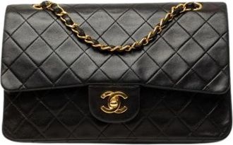 Chanel Pre-owned Double Flap Shoulder Bag - Dames - Vintage Schoudertas - Zwart - ONE Size - Leer - Vintage