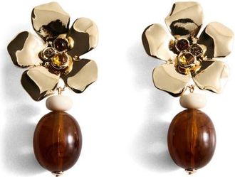 Mango Floral Drop Earrings in Gold at Nordstrom