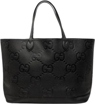 Gucci Pre-owned Embossed Leather Tote Bag - Dames - Vintage Shopper - Zwart - ONE Size - Leer - Vintage