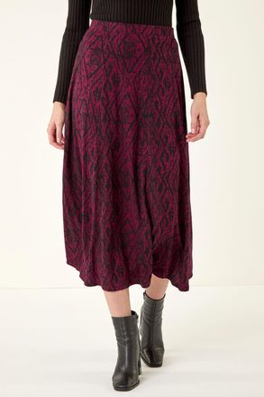 Roman Abstract Diamond Print Midi Skirt