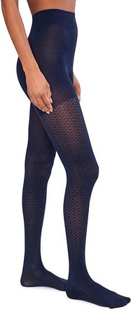 Wolford Merino Pattern Womens Tights Hose Navy : MD (411-63 - 99-187 lbs), Elastane/Polyamide/Wool