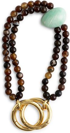 Madewell Double Strand Beaded Bag Charm in Brown/Teal/Antique Gold at Nordstrom