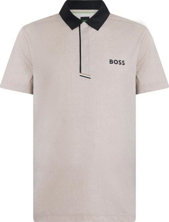 HUGO BOSS Polo met korte mouwen en logo - Heren - Polos - Beige - S - Polyester - Tops