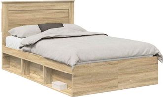 vidaXL Bed Frame with Headboard Sonoma 120 x 200 cm Solid Pine Wood vidaXL