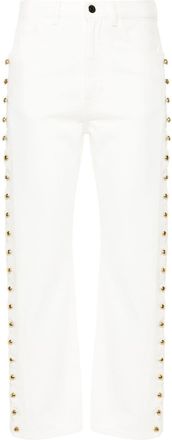Chlo&eacute; scallop-detail cropped jeans - women - Cotton/Polyester/Cotton/Polyester - 25 - Neutrals