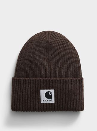 sacai Womens Logo-emblem ribbed Tuque HatSacai x Carhartt