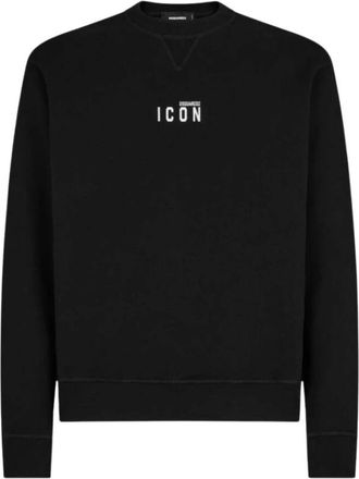 Dsquared2 Mini Icon Round Neck Sweatshirt - Heren - Sweatshirts - Zwart - S - Katoen - Hoodies & sweatvesten