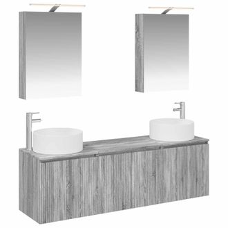 vidaXL Juego De Muebles De Ba&ntilde;o 5 Uds. Sonoma Gris Vidaxl